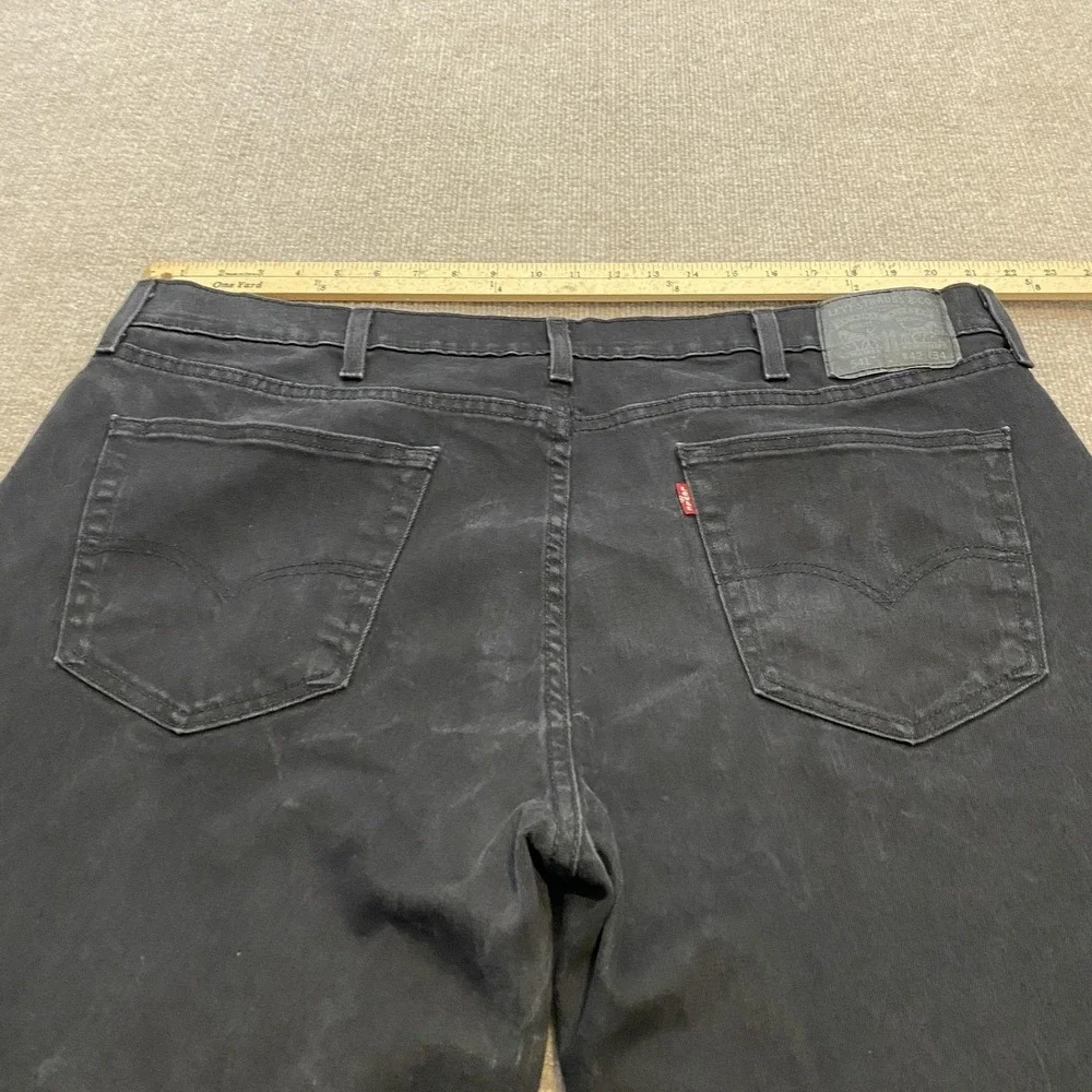 Levis 541 Jeans Mens 42x34 Black Dark Wash Athletic Taper Stretch Denim Pants‎